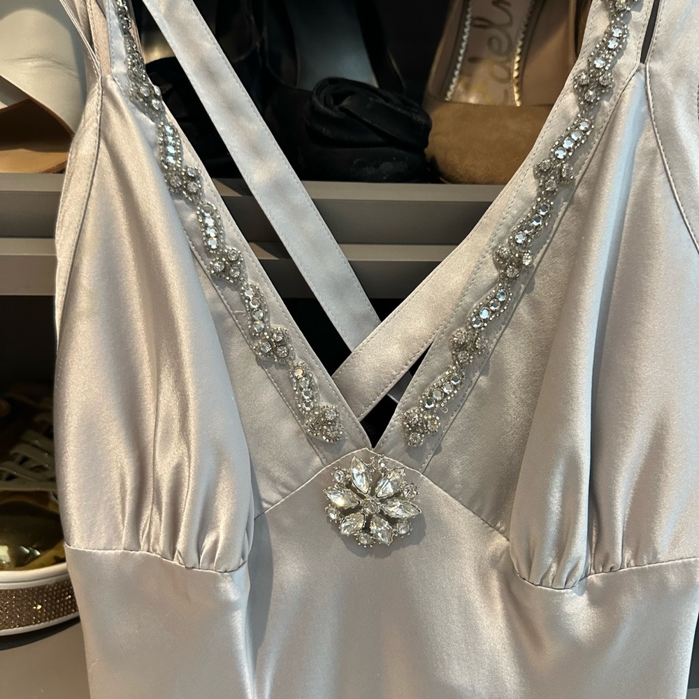 Dina Bar-El silver silk dress with embellishment